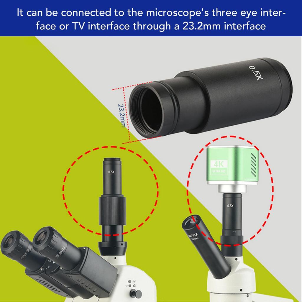 Microscope Adapter Lens Adapter Set for CCD Cameras and Digital 30 and Mm Adapter 0.5x C-mount Eyepieces, 23.2 Mm, Mm, 30.5 Ports, C-mount