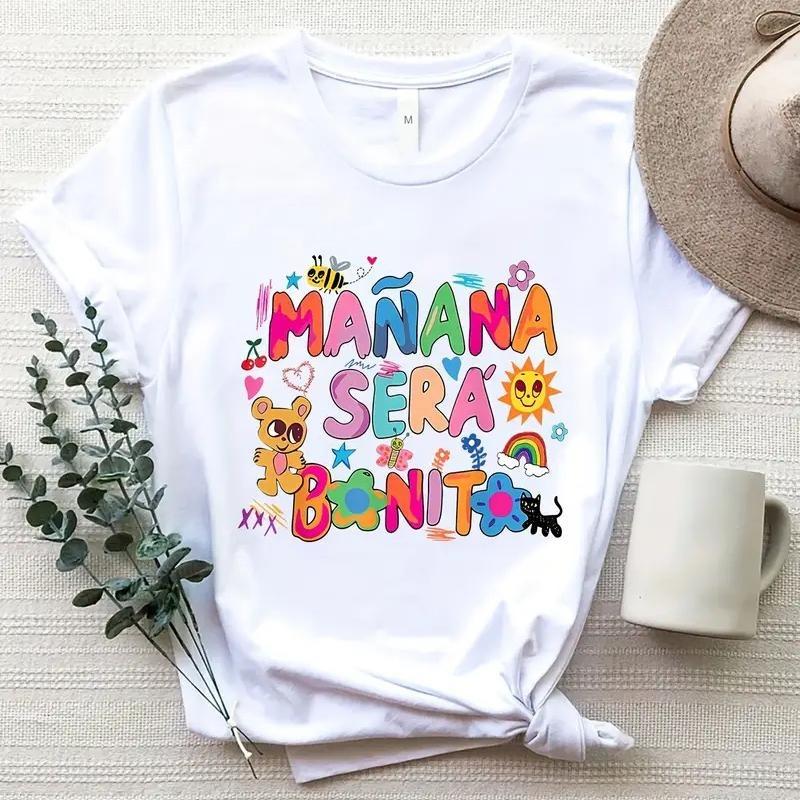 Dívčí letní roztomilé kreslené tričko s potiskem kulatý výstřih krátký rukáv ležérní top léto a jaro jednoduché vše