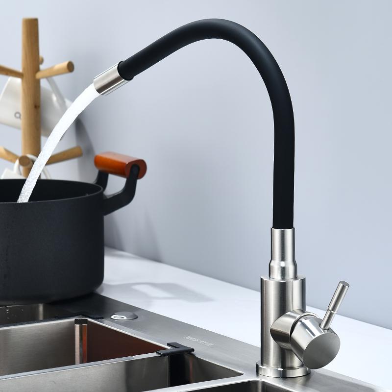 Stainless Steel Rotatable Kitchen Faucet for Sink with Hot & Cold Water