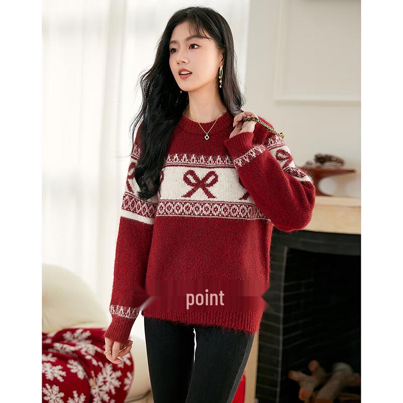 

Women s Elegant Long-Sleeve Round Neck Sweater One Size