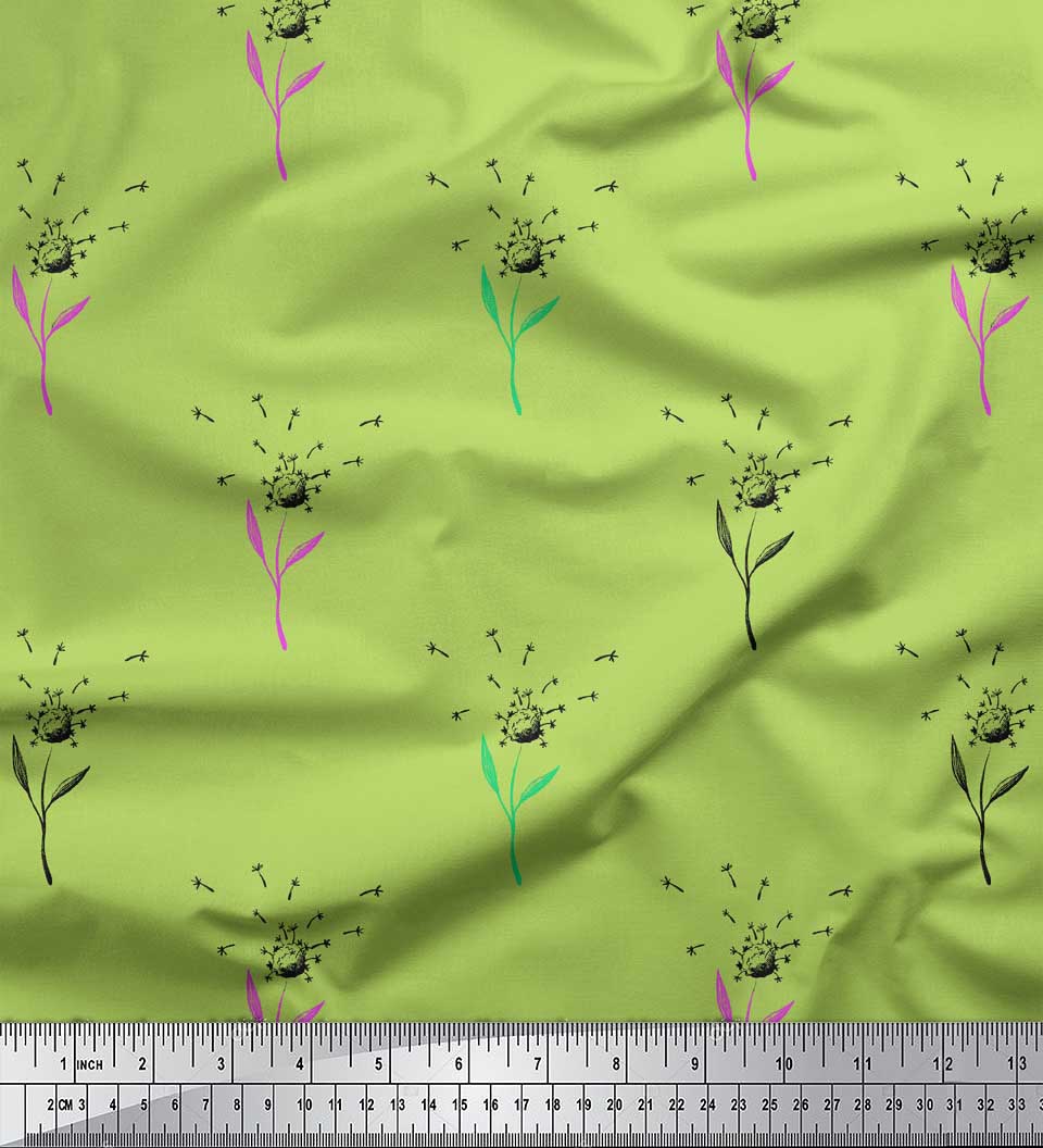 

Soimoi Фіолетова поліетиленова крепова тканина з принтом «Листя гвоздики» на метри 42 дюйми 42 Inch Wide - Poly Crepe зелений