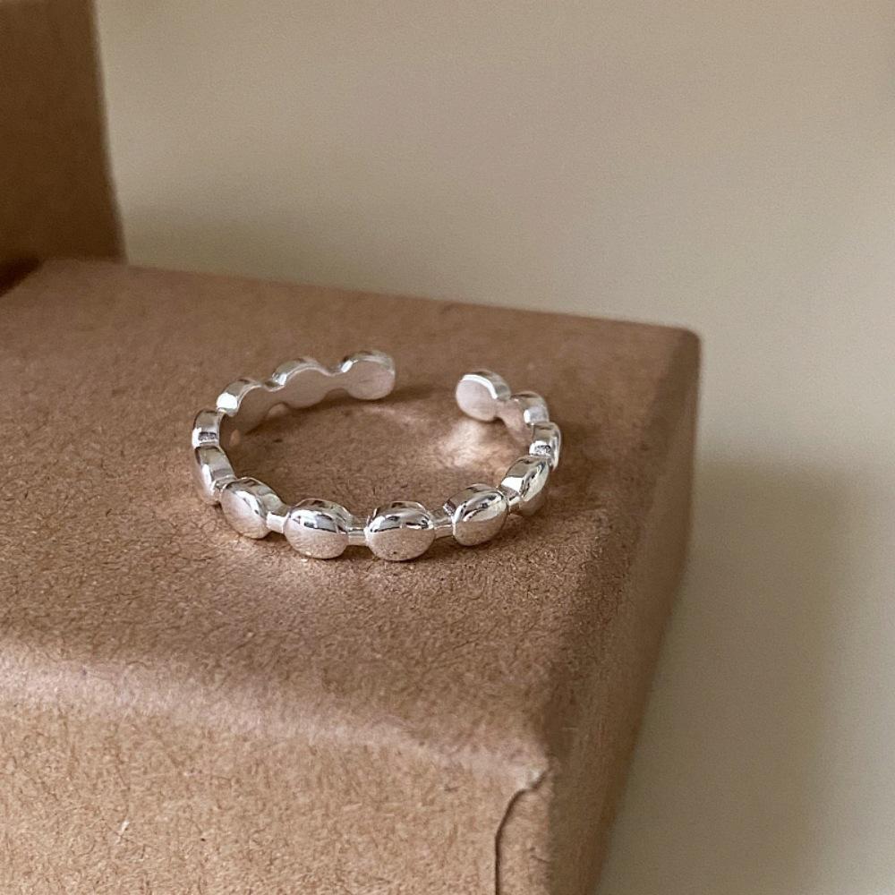 925 Sterling Silver Retro Brushed Open Finger Ring - Women's High-End Niche Light Luxury, Trendy and Non-Fading.