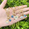 Gold Plated Heart Evil Eye Pendant Necklace Women Men Copper With Zirconia Minimalist Chain Jewelry 41-50cm Adjustable
