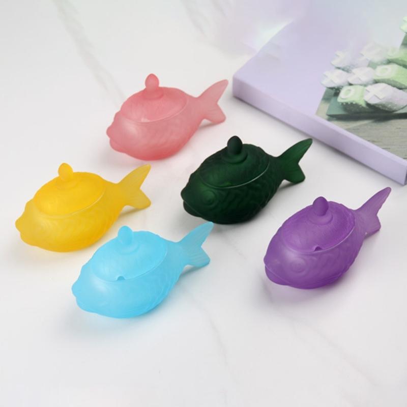 Delicate Fish Themed Glass Jar With Tight Seal Suitable For Storing Sweets Spices Or Office Supplies 16cm Size