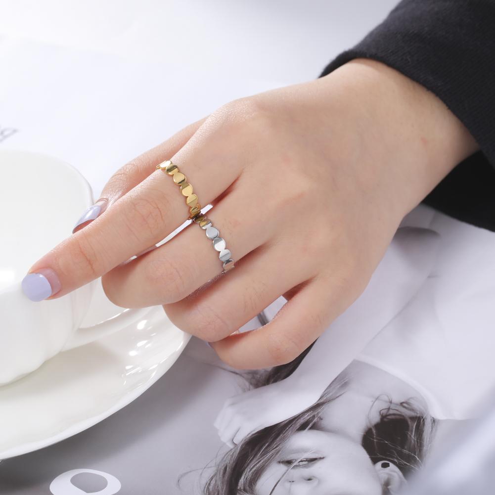 Geometric Round Minimalist Rings for Women Gold Stainless Steel Ring Wedding Party Jewelry