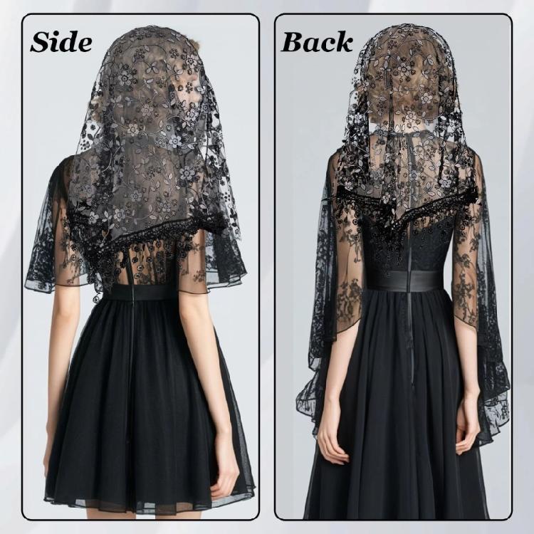Spitzen Schleier für Hochzeit Kirchenbesuch Lateinische Messe Kopftuch Dreieckiges Mantilla für Formelle Veranstaltung Versammlung Kopfschmuck