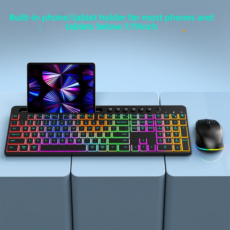 2.4G Wireless Keyboard Mouse Set with Card Slot Luminous Ergonomic Business Office