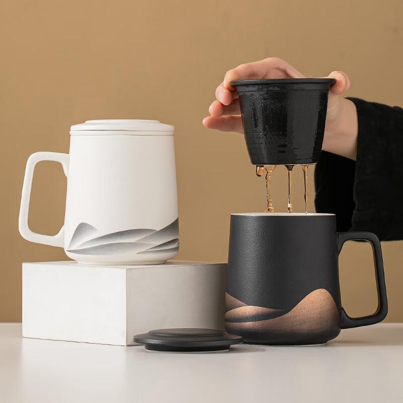 TLAKEHO Ceramic Tea Infuser Cup with Lid