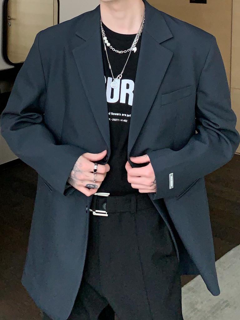 Men's High-End Vintage Casual Suit Jacket with Shoulder Pads