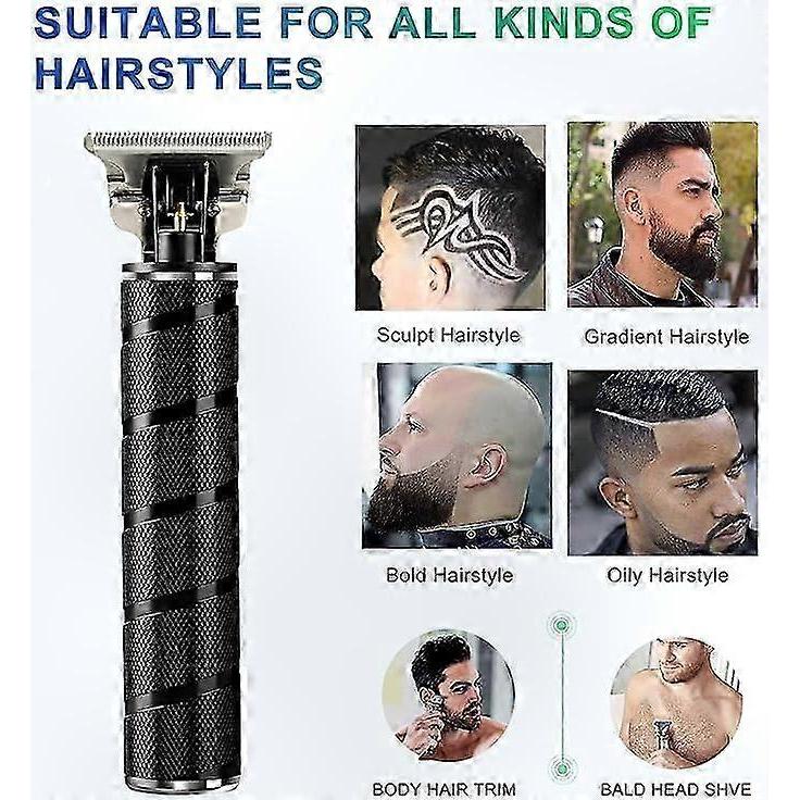 Men's Cordless Hair & Beard Trimmer Kit, 0mm Zero Gap T-Blade Liners & Edgers for Bald Fades
