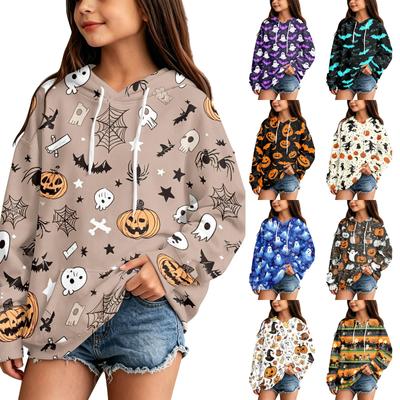 Kids' Casual Halloween Print Pullover Hoodie Sweatshirt for Everyday Wear