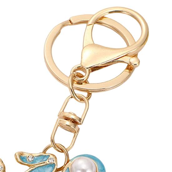 Keychain Pendant Imitation Pearls Rhinestones Inlaid Octopus Shape Key Chain with Lobster Clasp Bag Charm Backpack Accessory