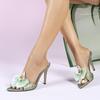 Big Size 42 43 Green Shoes For Women Summer Party Slippers Sandals Fashion Orchid Pointed Toe Thin High Heels Mules Slides