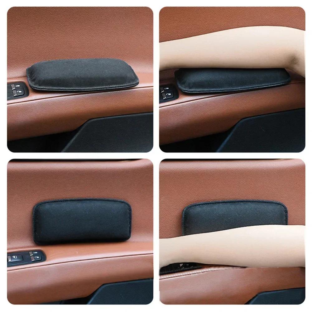 1pcs Car Suede Leather Knees Pads Interior Knees Cushion Relax Elastic Cushions Memory Foam Thigh Supporting Accessories