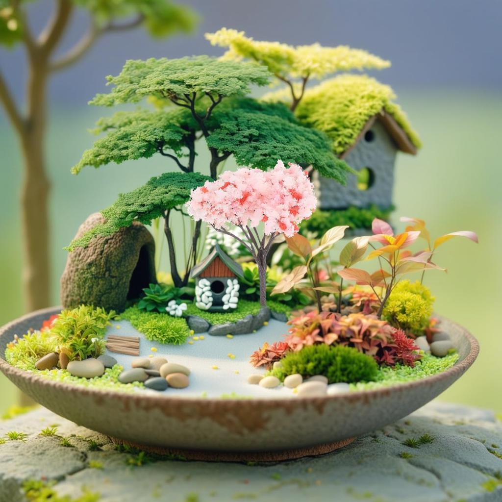 Yardwe Diorama Cherry Blossom Trees, 12 Pieces, for Dioramas, Miniatures, DIY Miniature Nature, Mini Trees, Sandbox Tables, Architectural Models,