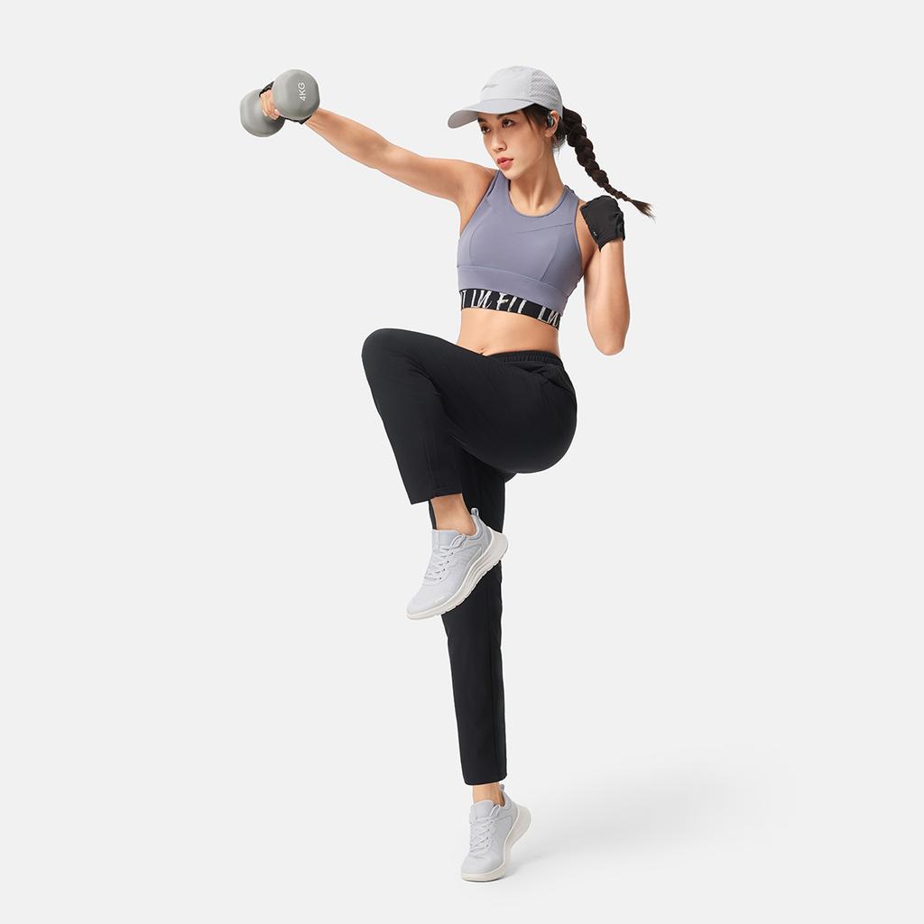 Li Ning Fitness Series Casual Simple Solid Color Straight Leg Knitted Sports Pants Women pants Black AYKV096-1