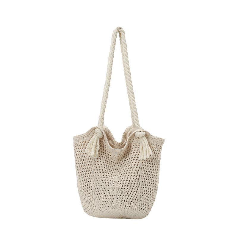 IELGY Beach Bag All-Match One-Shoulder Woven Large-Capacity Commu