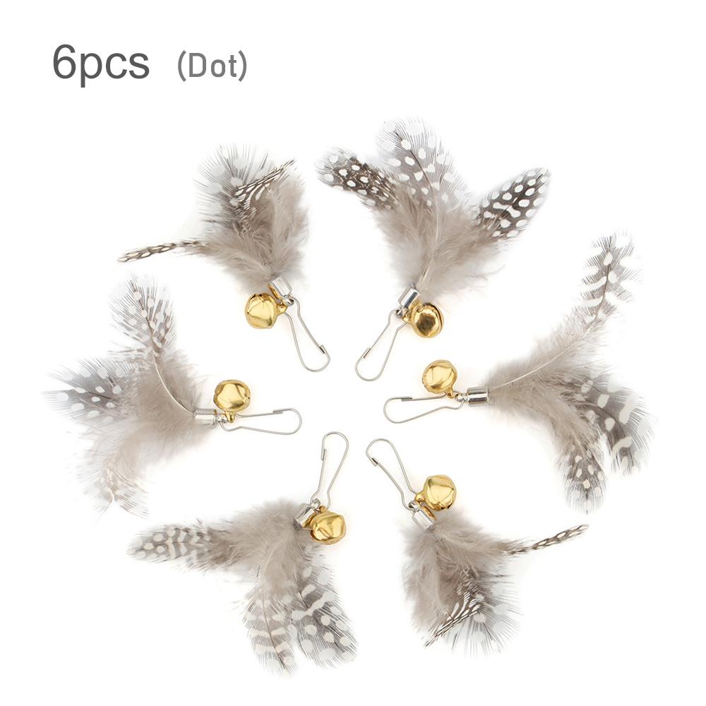 6pcs Accessories Cat Teaser Stick Feather Replacement Head Set For Kitten Cat Pet Toy