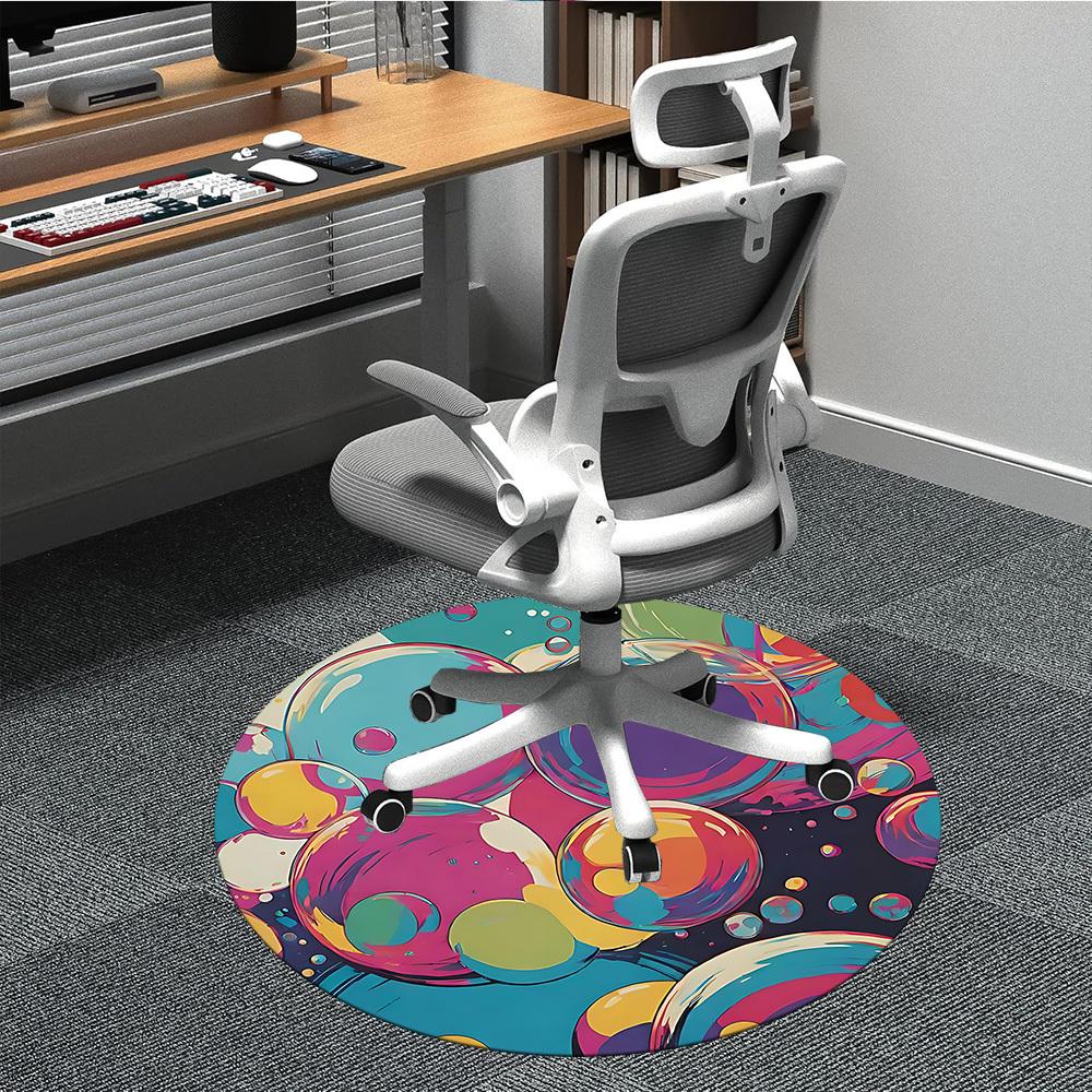 1pc Bubbles Colors Office Round Area Rug, Indoor Mat Suitable For Office, Under Office Chairs Bedroom Living Room Home Decor, Room Deco