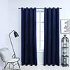 Vidaxl Blackout Curtains with Eyelets, 2 Pcs, Velvet, Navy Blue