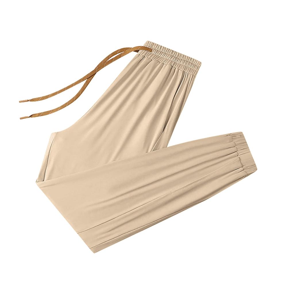 Women's Casual Solid Colour Elastic Waist Straight Casual Pants With Pockets