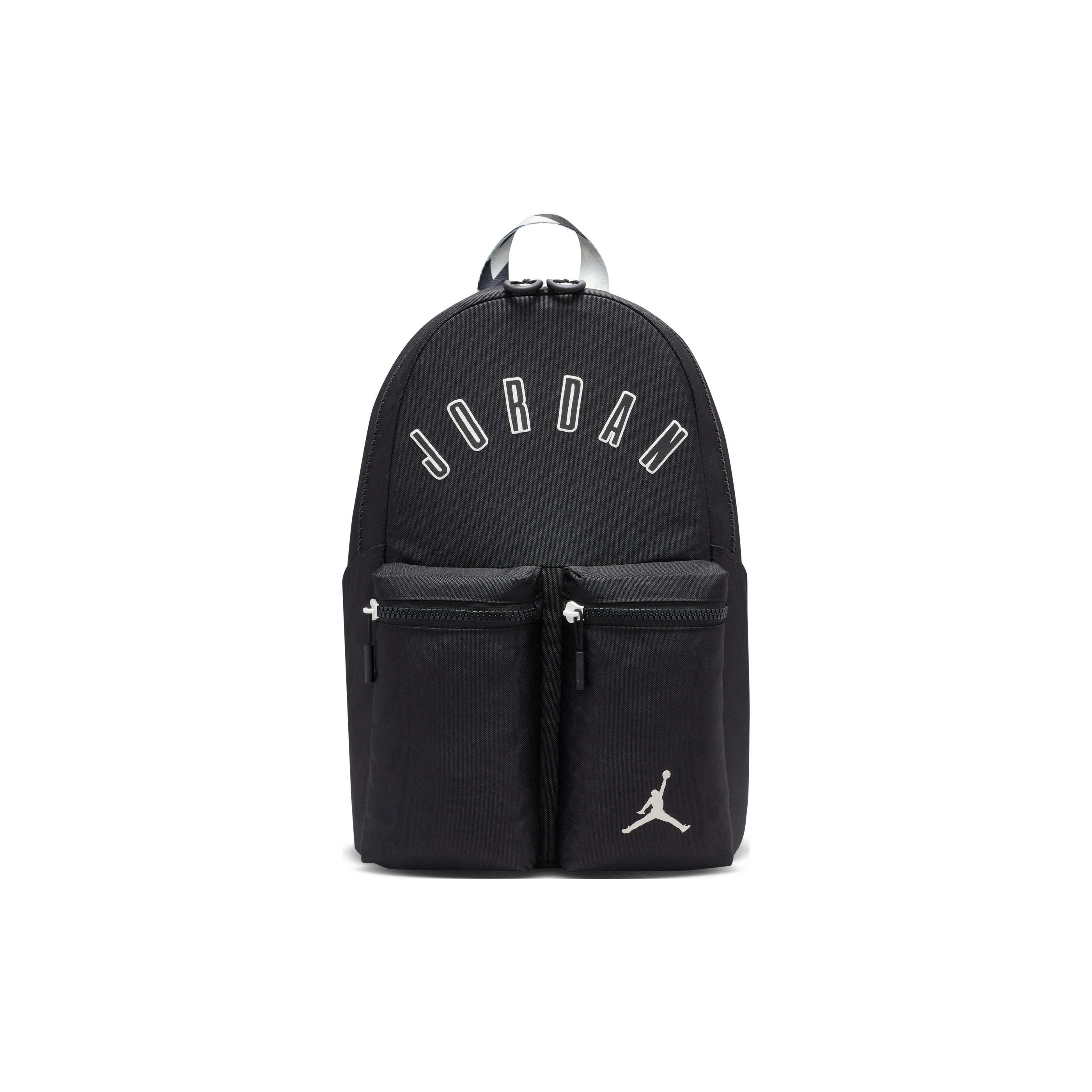 Jordan Logo Storage Zipper Pocket Comfortable Spacious Polyester Backpack Men Backpack Black FV2865-010 One Size