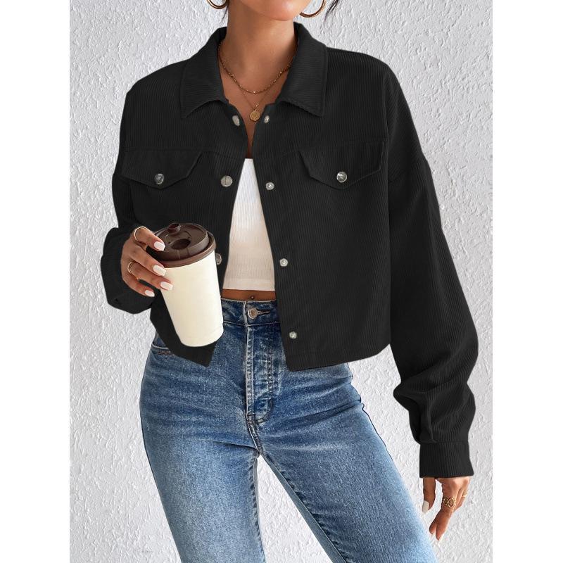 2024 Europe Autumn/Winter Women's Casual Short Lapel Corduroy Jacket