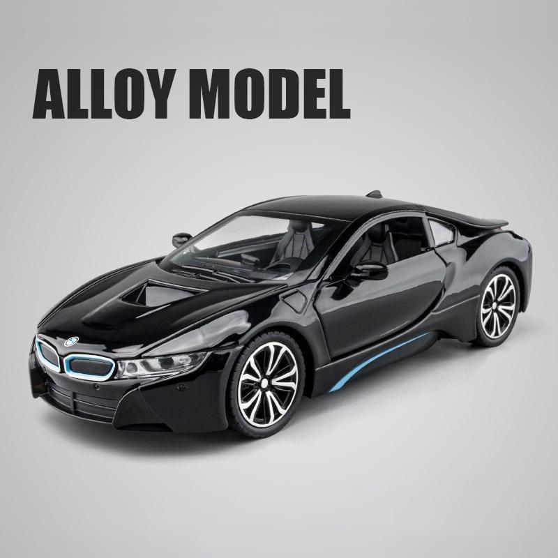 1/24 BMW I8 Supercar Alloy Car Model Diecasts Metal Toy Vehicles Sound Light Simulation Collectibles Hobbies Baby Kids Toy Gifts