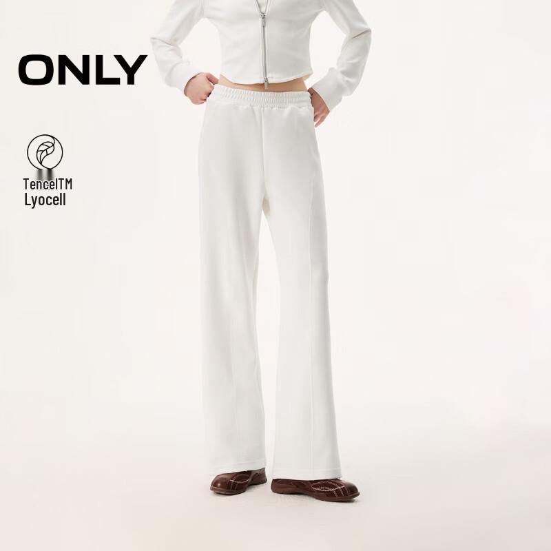 ONLY Women s Elastic Waist Tencel Wide-Leg Casual Pants L