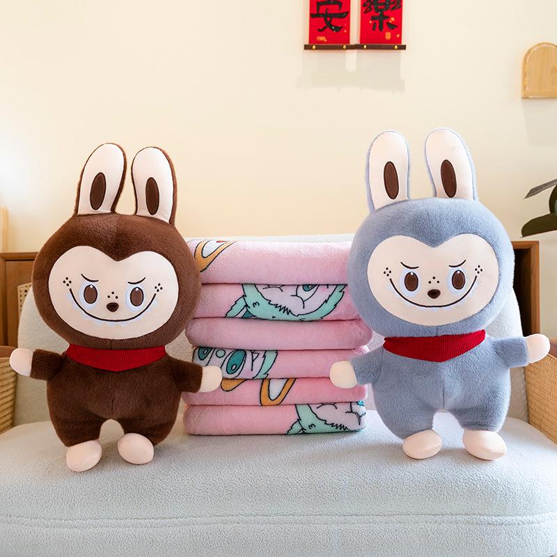 Cartoon Plush Toy & Air Conditioning Blanket - Cute Labbub 2-in-1 Pillow