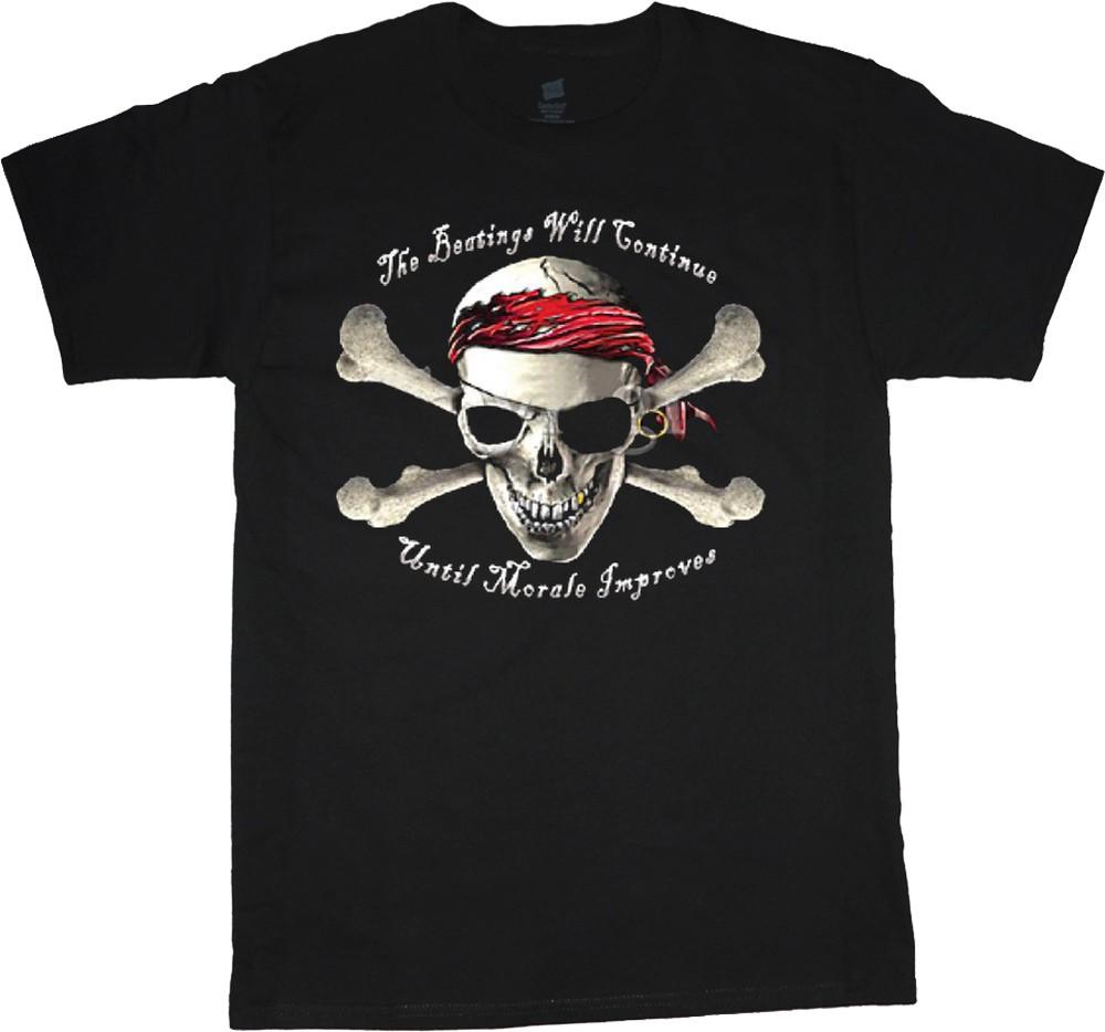 funny t-shirt the beatings will continue until morale improves pirate decal Unisex T-Shirt XXXXL