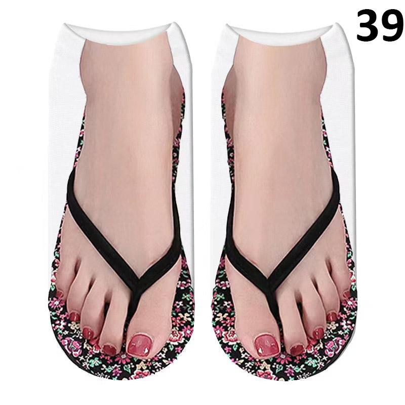 Uformelle flip-flops mønster tøfler sandaler korte sokker mannskap strømper lave ankelsokker