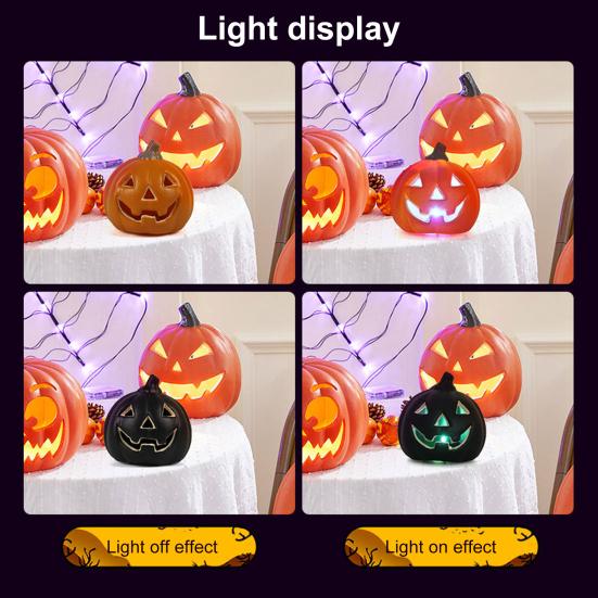 Halloween Pumpkin Lantern Decoration Battery Operated Hollow Plastic Pumpkin Light Ornament for Outdoor Indoor Decor