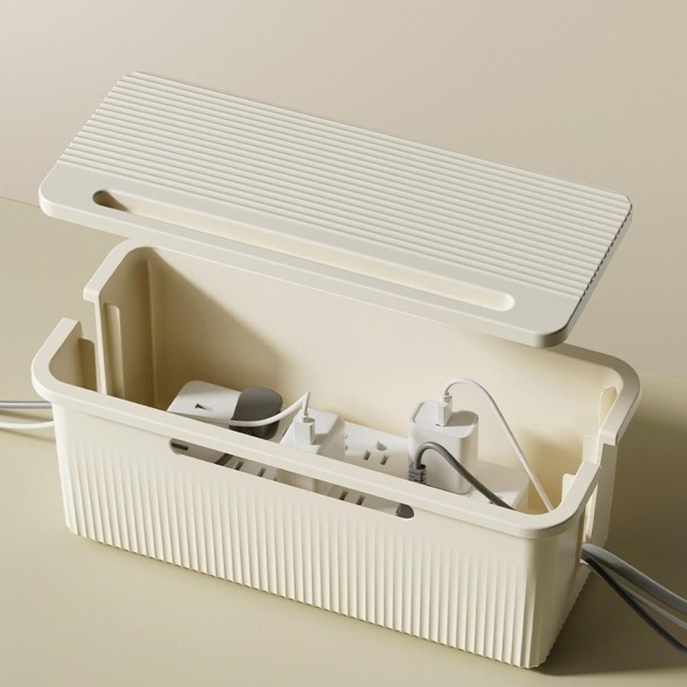 Durable Plastic Cable Storage Box Multi-Purpose Cord Organizer Desktop Storage Box Charger Power Cord Case