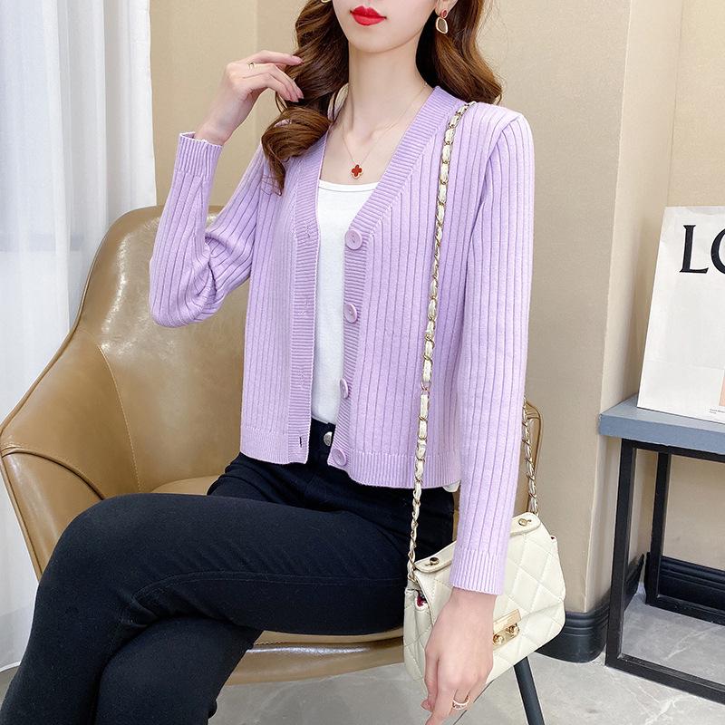 2025 New Style Petite V-Neck Airy Knit Cardigan for Early Autumn