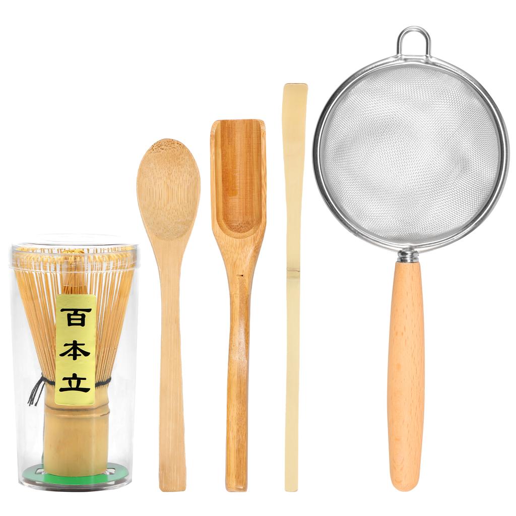 4Pcs Matcha Whisk Set Elegant Matcha Tea Making Kit with Ceramic Bowl Matcha Whisk Holder Bamboo Scoop for Tea Lovers Match