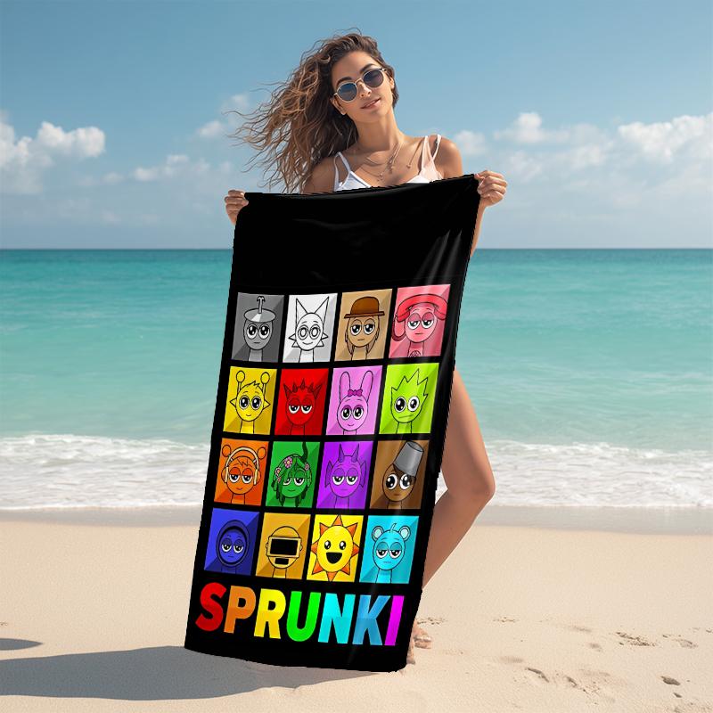 1Pc Colorful Sprunki Characters Beach Towel Microfiber Beach Towel Thin Absorbent For Beach Swimming Yoga Bath Sports 0917293