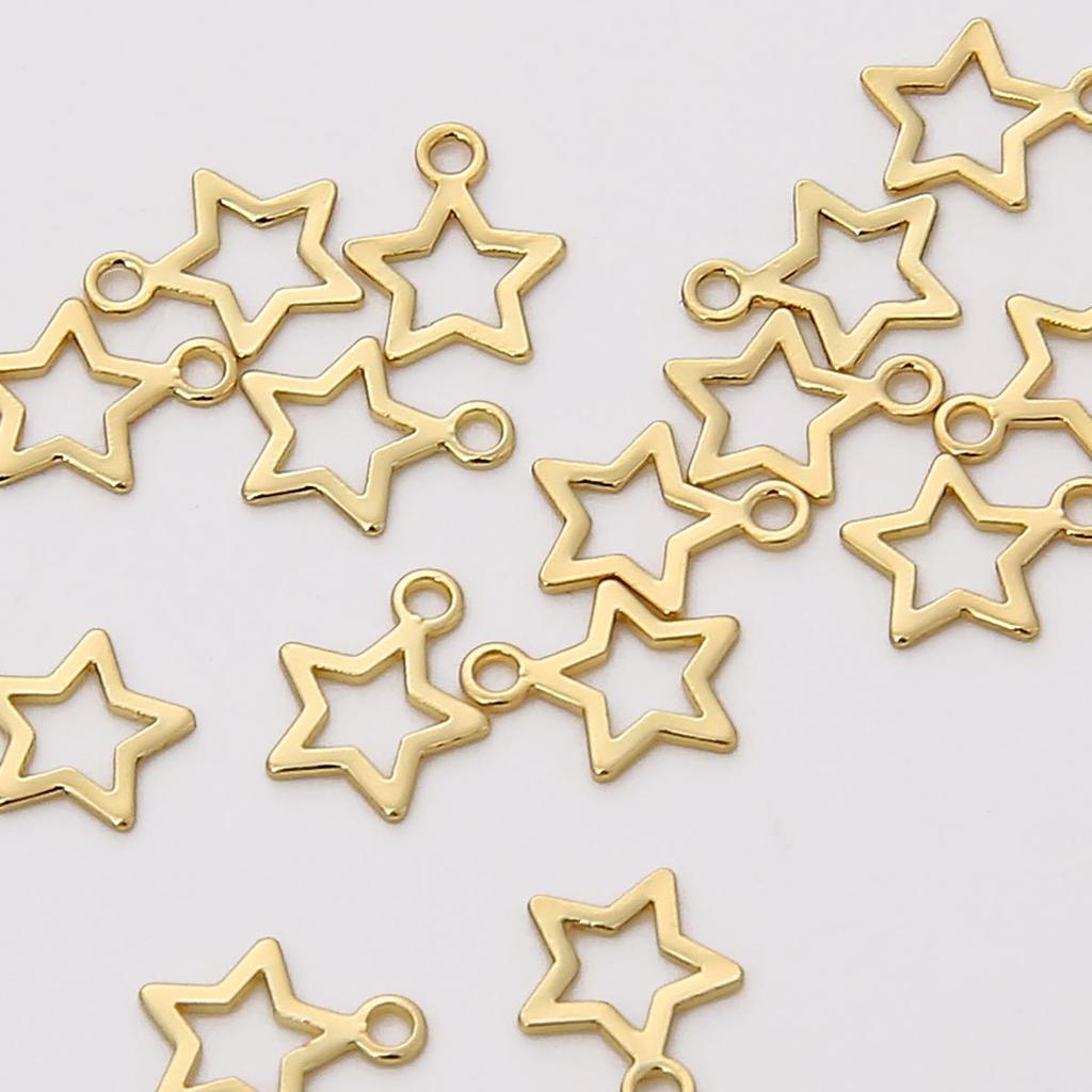 10pcs 6mm Brass Tiny Star Charms for Earring Bracelet DIY Jewelry Findings Making