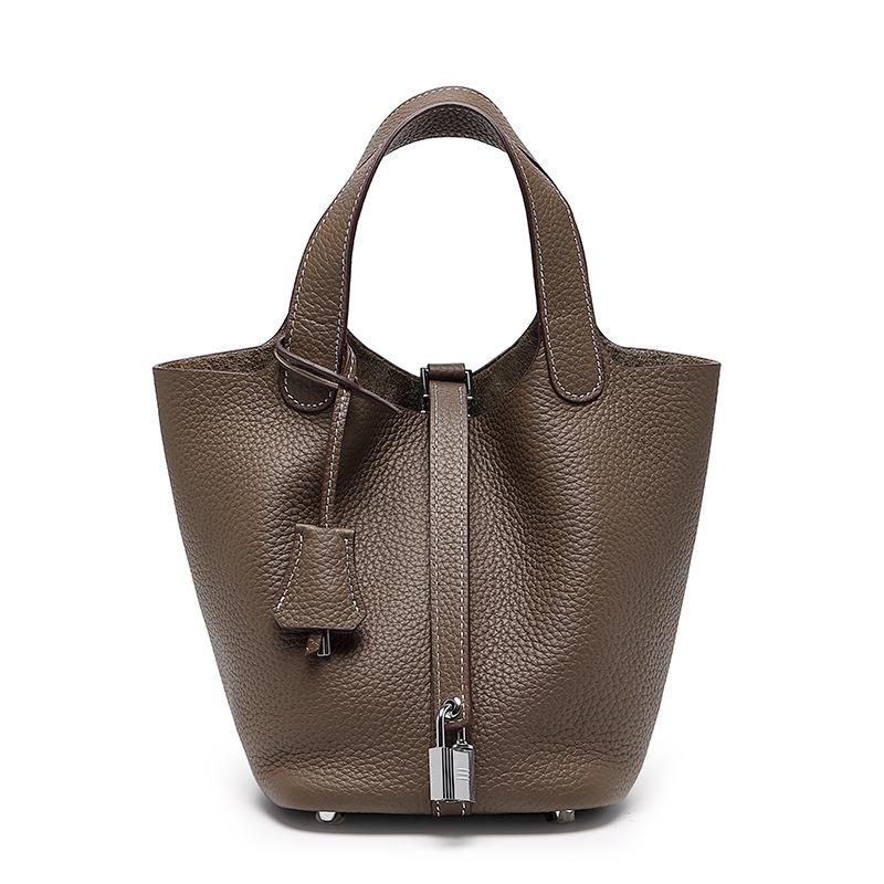 [New] High-quality First-layer Cowhide Niche Vegetable Basket Handbag Female, Genuine Leather Large-capacity High-end Bucket Bag