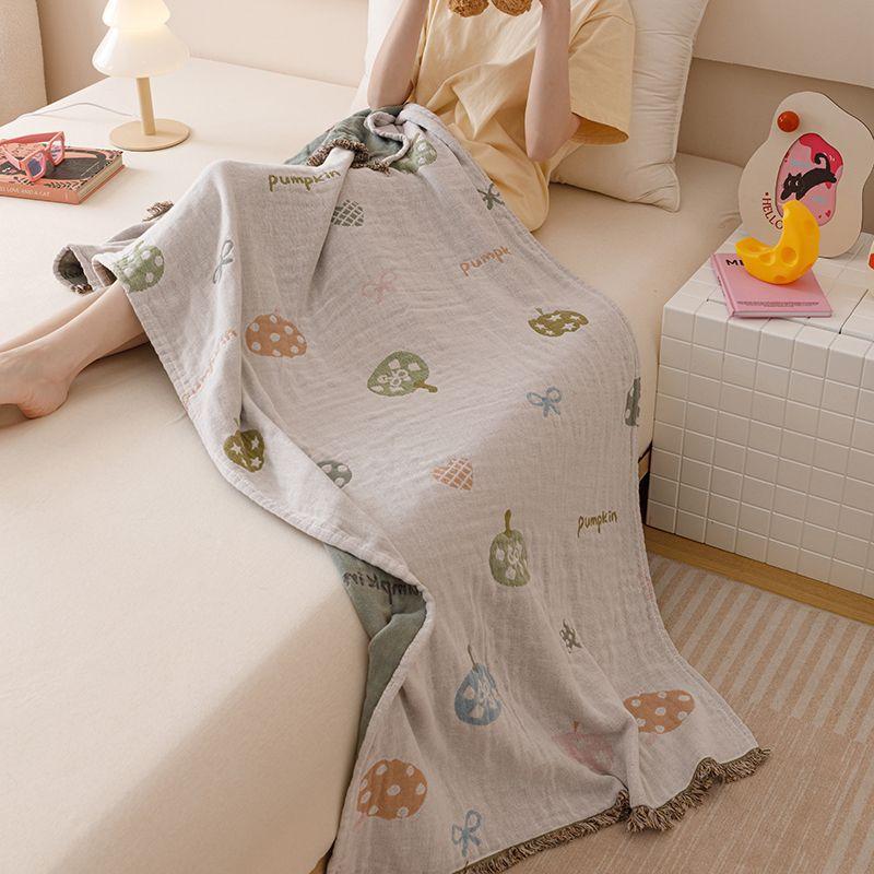 Cartoon Pure Cotton Bath Towel Breathable Skin-friendly Lightweight Summer Blanket 80x160cm Shawl Travel Blanket