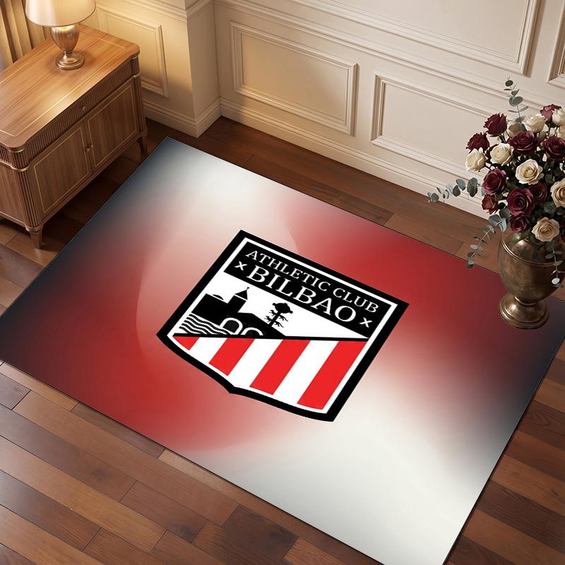 Athletic Bilbao Football Print Crystal Velvet Rug, Comfortable Water Absorbent Non Slip Indoor Floor Carpet