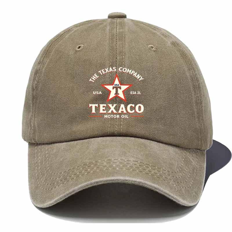 Texas Motor Oil Logo Baseball Cap  Vintage Oil Can Design with Texas  Texaco Branding Adjustable Snapback Closure
