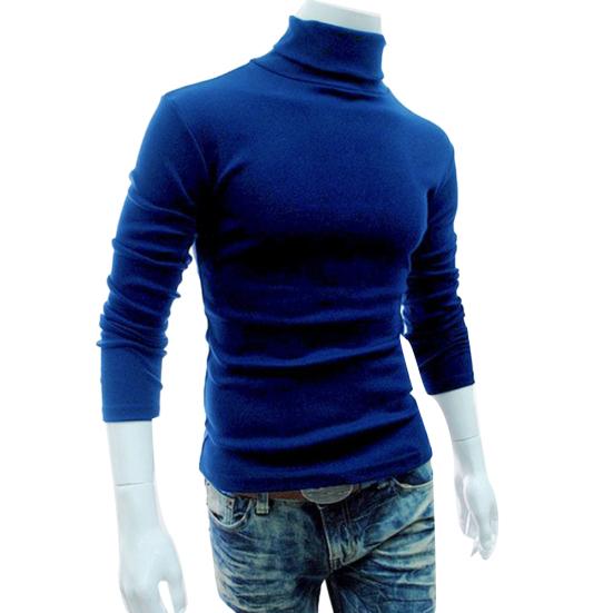 Men Autumn Winter Solid Color Turtle Neck Cotton Pullover Thin Bottoming Shirt
