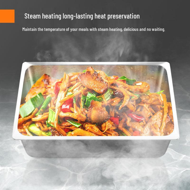 Keleheng Insulated Food Cart: Heated Display Stand with Six Grids, Thickened Non-Magnetic Stainless Steel for Buffets & Canteens