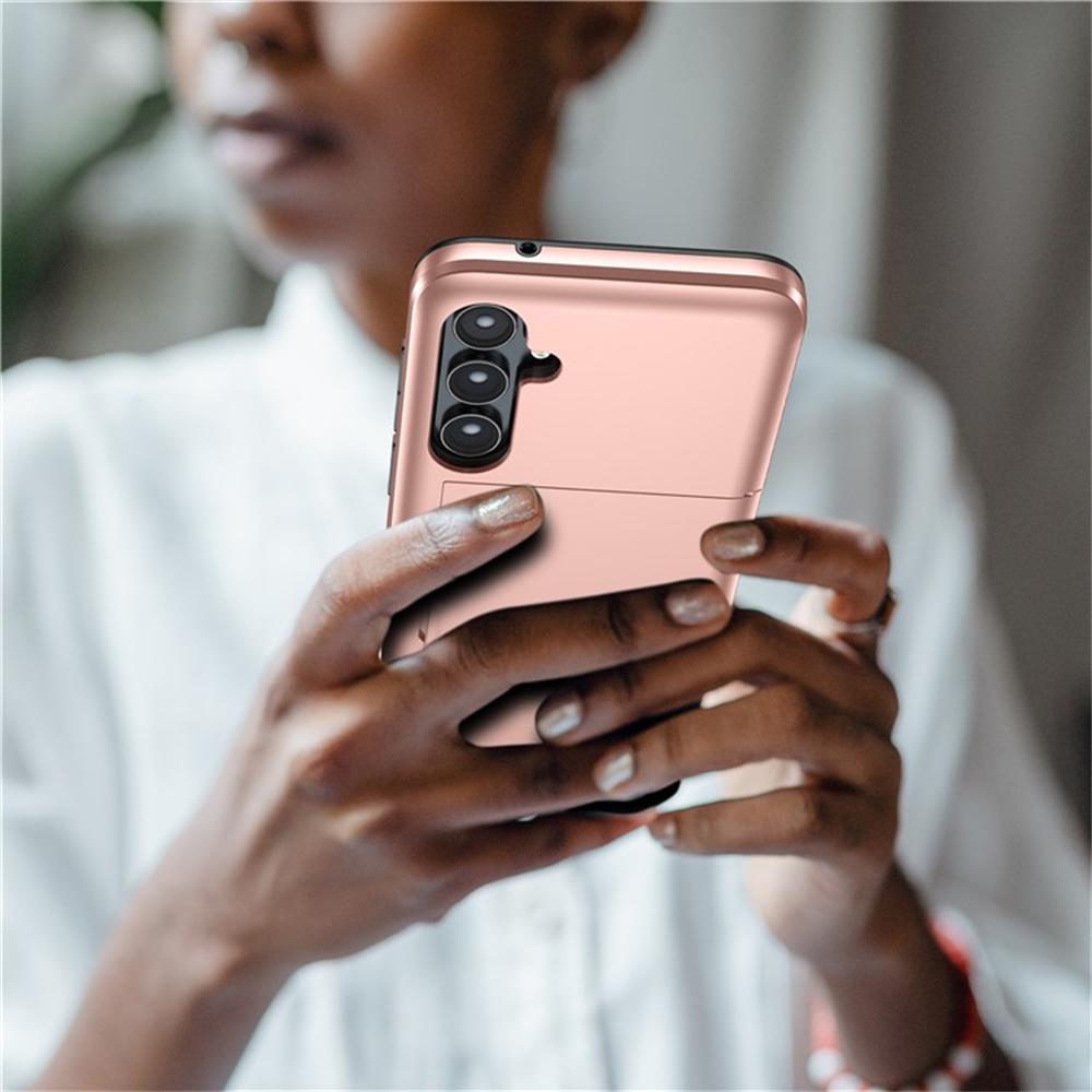 AMORUS For Samsung Galaxy A55 5G Case with Sliding Card Holder PC TPU Phone Back Cover