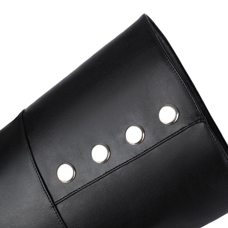 Fashion New Black White 9.5cm High-heel Knee High Boots European American Winter Fashion Round Toe Solid Color Women Boots Size 34-48