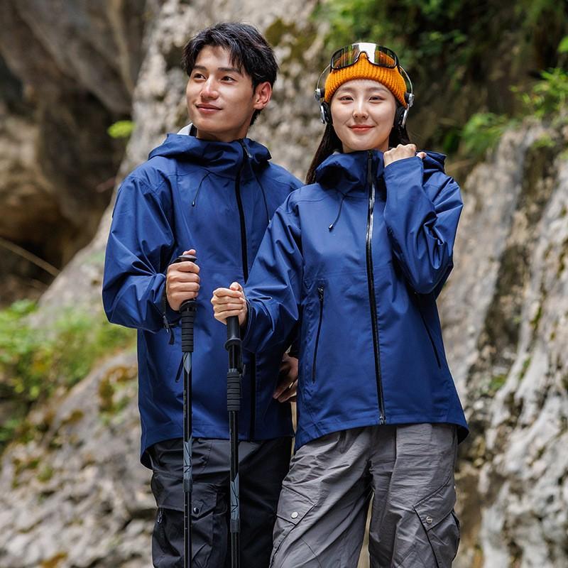 Men Women Waterproof Windproof Outdoor Hiking Jacket Lightweight Nylon Shell Coat With Hood Fall Winter