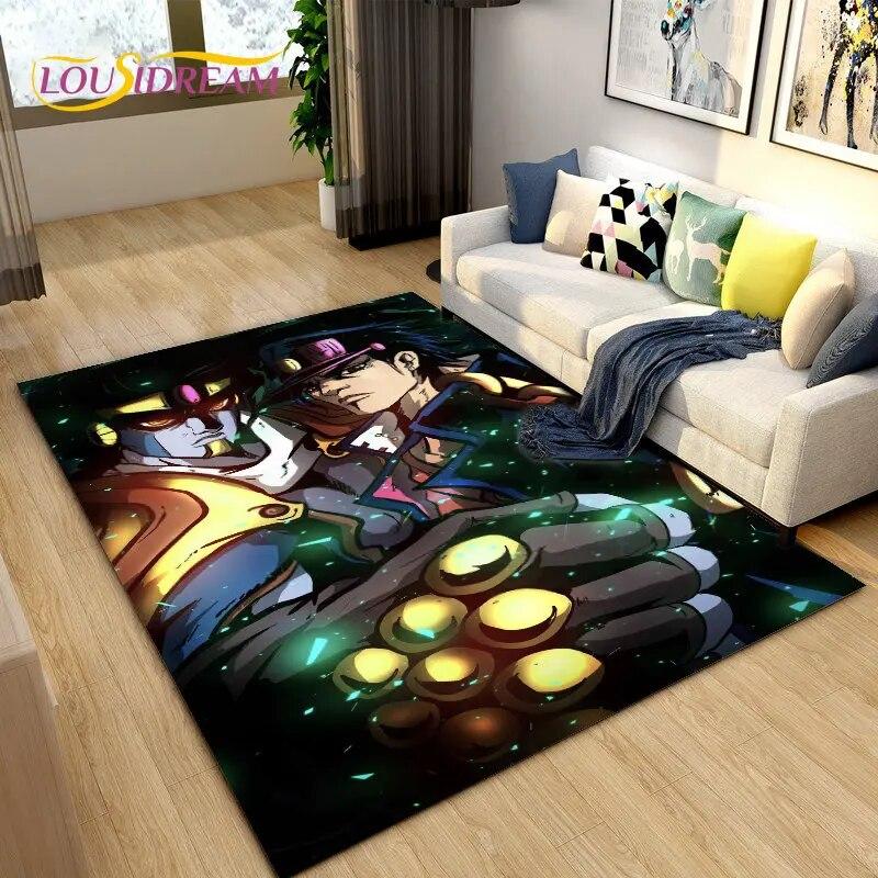 Jojo's Bizarre Adventure Anime-Teppich, Teppich für Wohnzimmer, Schlafzimmer, Sofa, Fußmatte, Dekoration, rutschfeste Bodenmatte für Kinderspiele