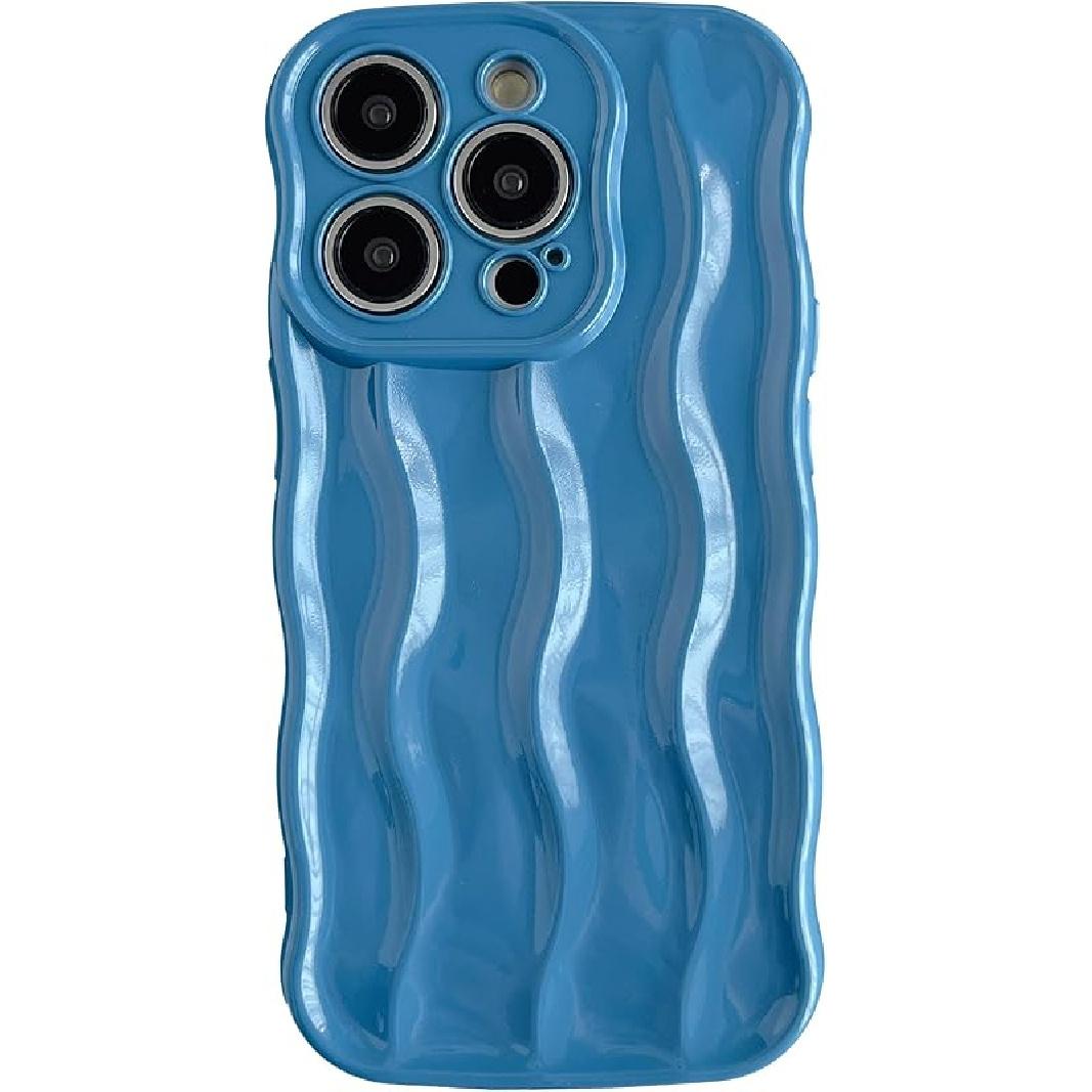 Caseative for iPhone 14 Pro Case,Water Ripple Pattern Curly Wave Frame Soft Phone Case (Green)