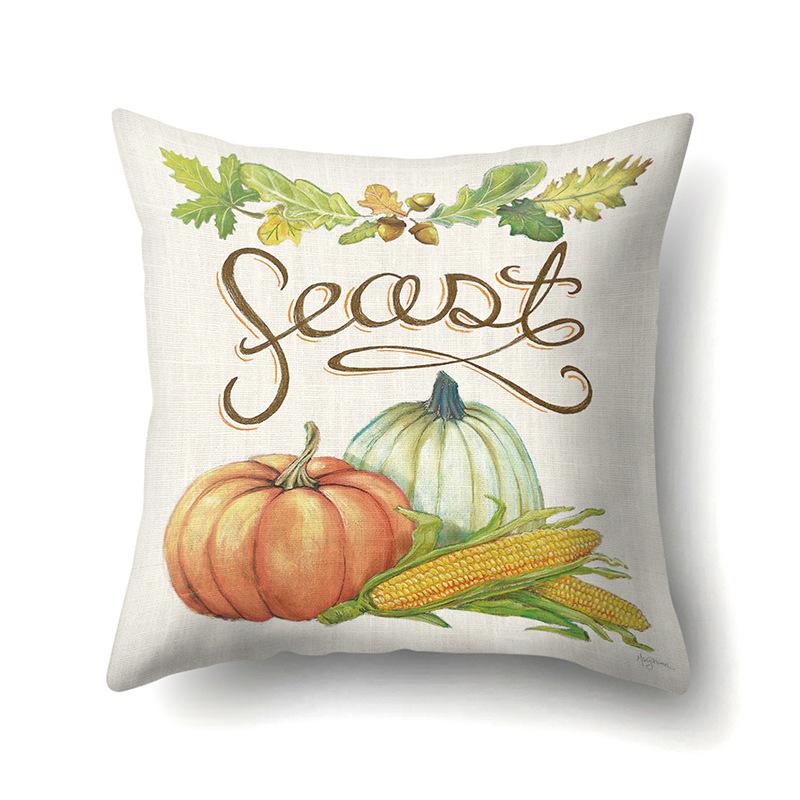 Thanksgiving Pillowcase Blessing Maple Leaf Pumpkin Sofa Cushion Cover Office Home Living Room Pillowcase